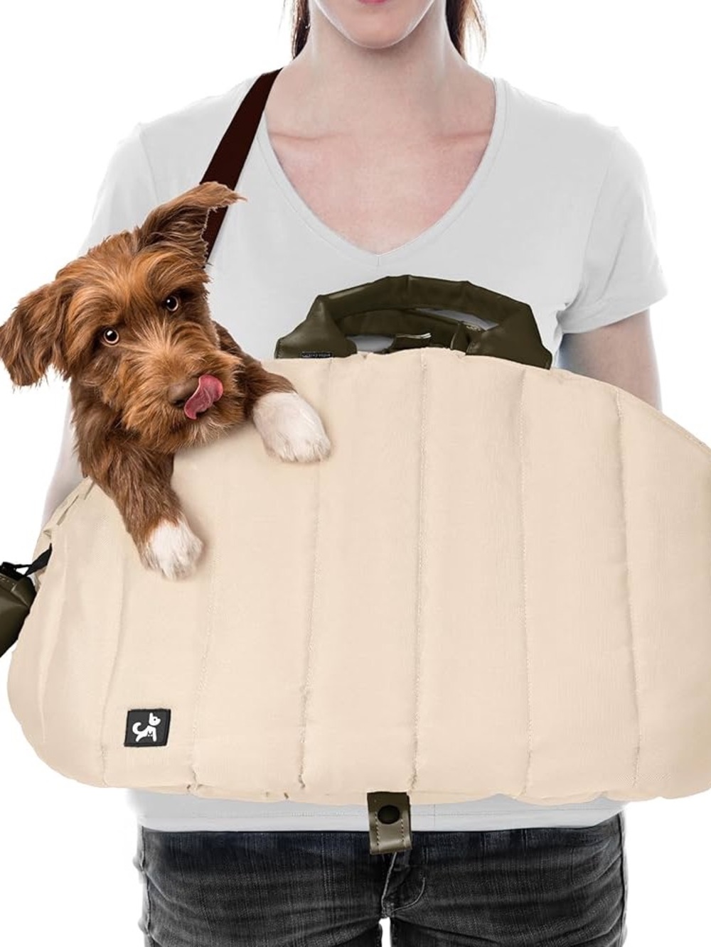 Pet Carrier Front-Load Dog Sling - Cream
